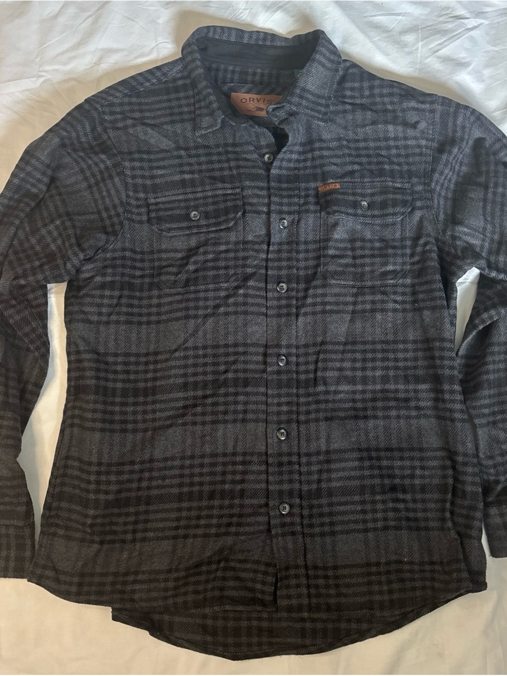 Orvis Men's Dark Gray Plaid Lightweight Shirt Jacket